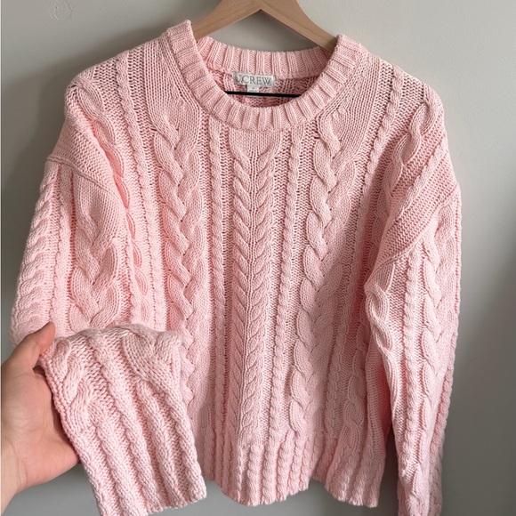 J. Crew Cableknit Crewneck Sweater in Delicate Bloom - Picture 3 of 3